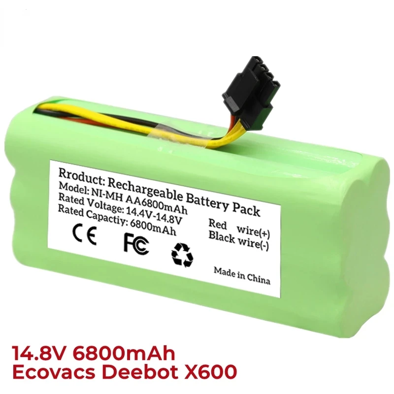 

Batterie NI-MH AA 6800mAh pour Ecovacs 14,8 V, Akku Deebot deeoo X600 ZN605 ZN606 ZN609 Midea VCR01 VCR03 staubsauger