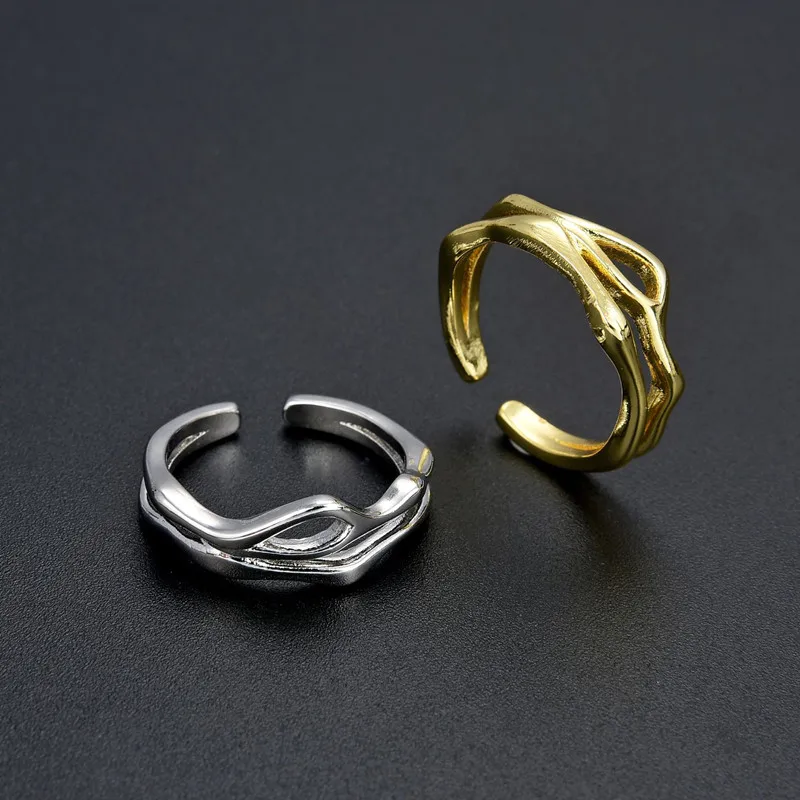 

New Creative Irregular Spiral Twist Open Ring Simple Personality Hollow Multi-Layer Geometric Ring Men and Women Fashion Jewelry