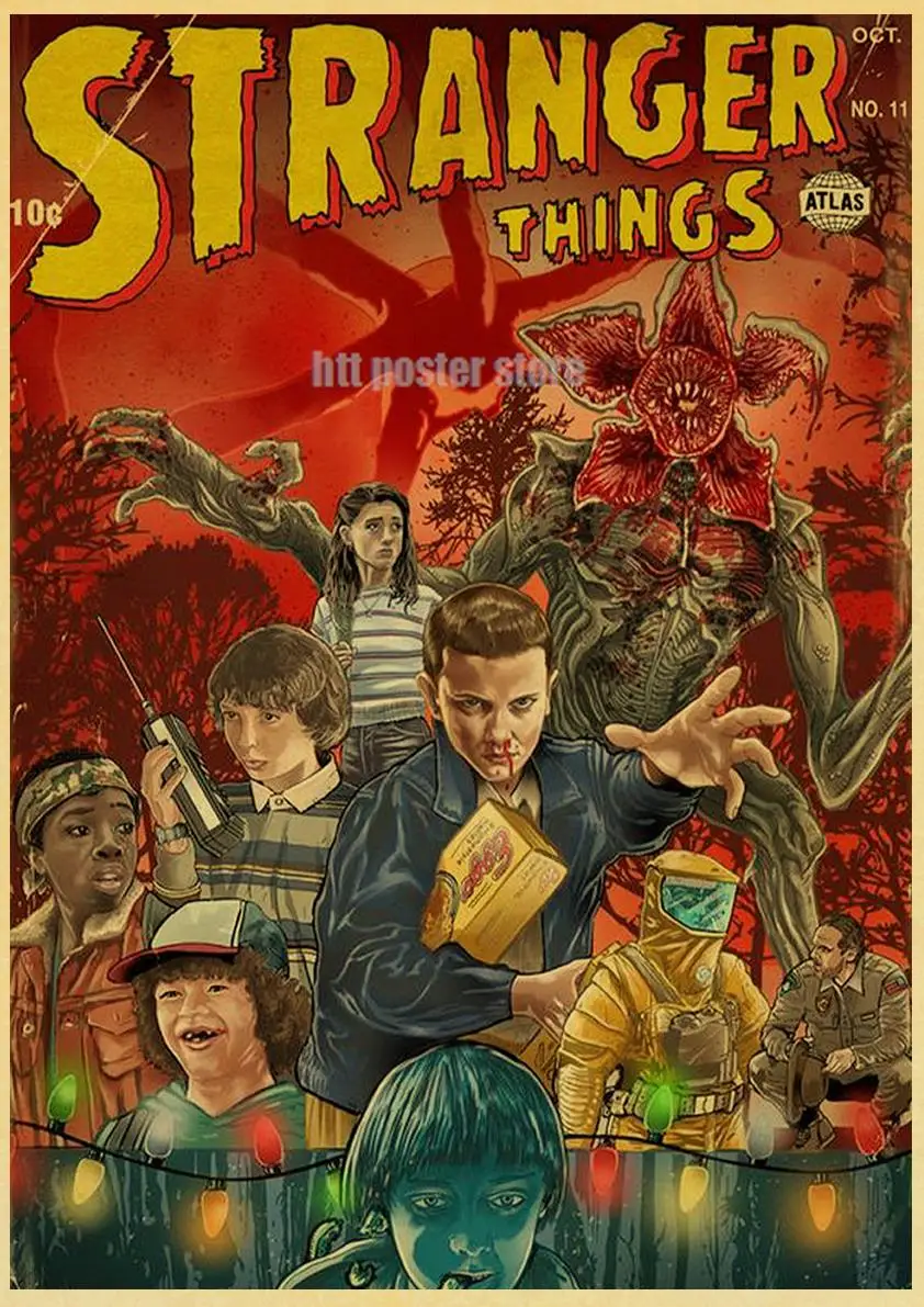 Популярный ретро постер для ТВ-шоу очень странные дела 1 2 3 4 постеры из