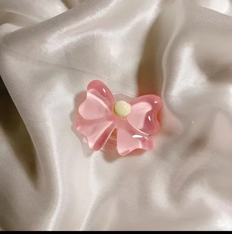 Корейский 3D милый прозрачный цветок с бантом, ручка для телефона Tok Griptok, японский держатель для телефона для iPhone 15, 14, 13, держатель для телефона Pro Max