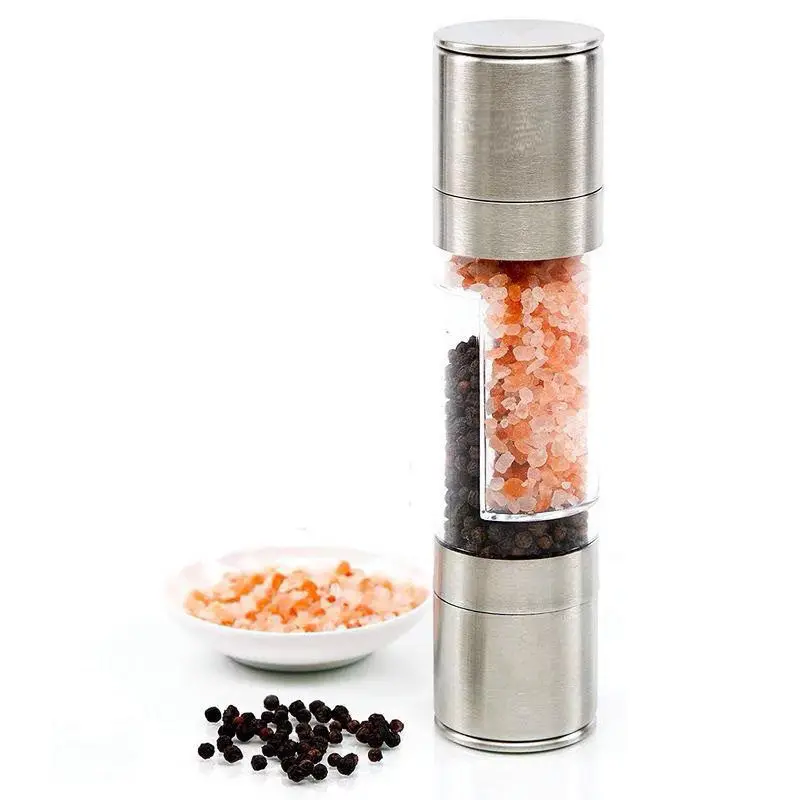 Double-headed stainless steel black pepper grinder manual household grinding bottle to grind pepper powder sea salt granules