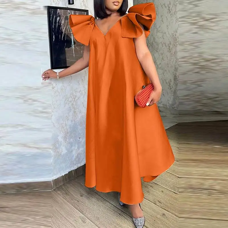 

V-Neck Lantern Sleeve Knee Length Luxury Dress Modern Style Formal Dress Formal Evening