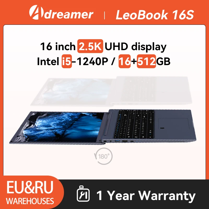 

Ноутбук Adreamer LeoBook 16S, 16 дюймов, 2560*1600 IPS, Windows 11, Intel Alder Lake, 8 Гб ОЗУ, 256 ГБ SSD