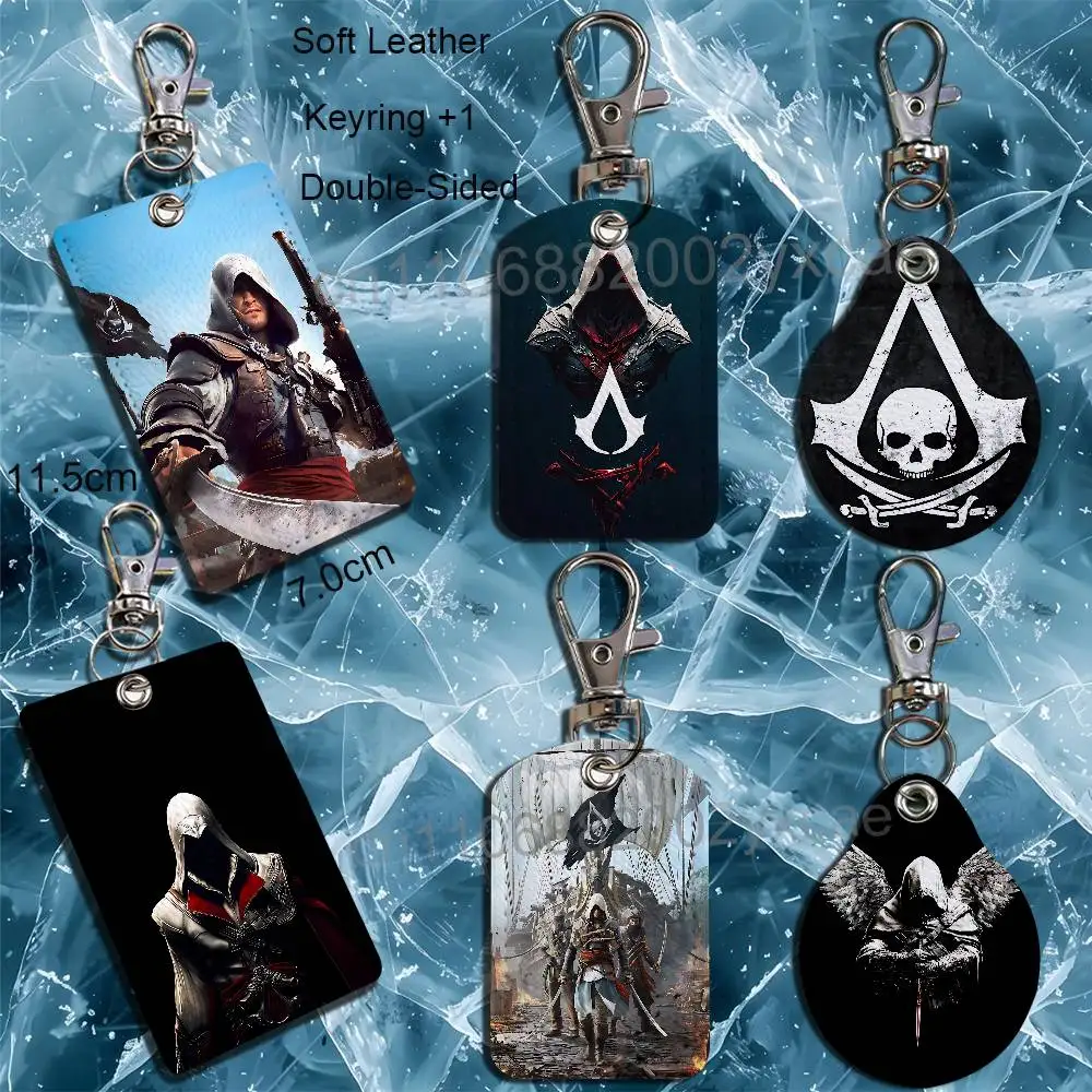 Фото Кожаный картхолдер Black Flag Assassins: мультяшный, кинематографический, аниме-стиль, для хранения ID-карт и проездных на метро №1