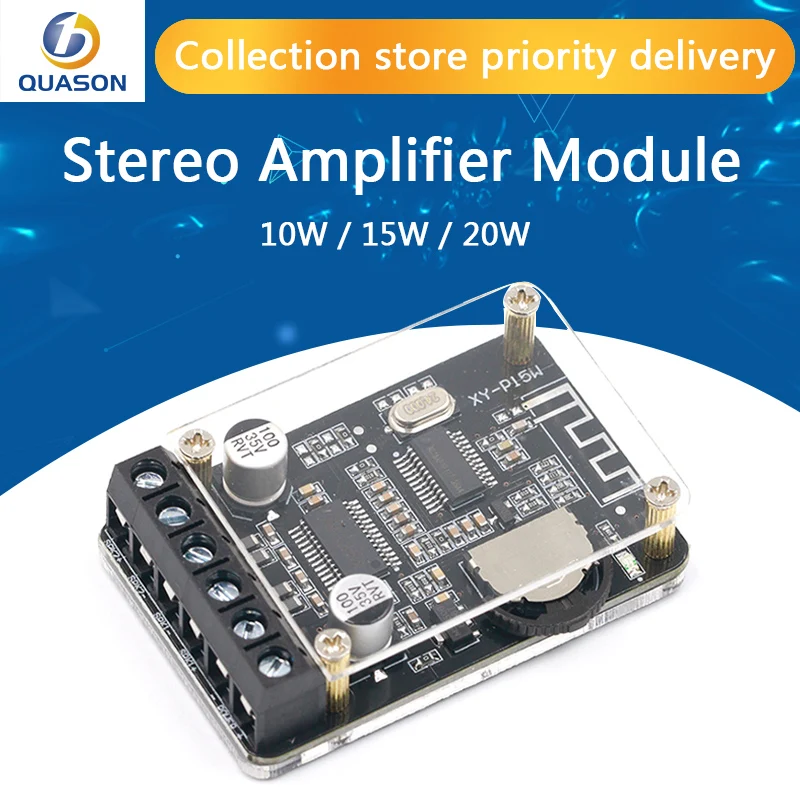 

10W/15W/20W Stereo Bluetooth 5.0 Power Amplifier Board 12V/24V High Power Digital Amplifier Module XY-P15W