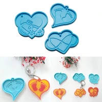 1pcs love heart keychains epoxy resin mold earring molds resin necklace pendant silicone mould for diy jewelry making tool
