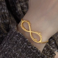 personalized infinity custom name bracelet femme stainless steel gold color friendship mobius band letter bracelet birthday gift