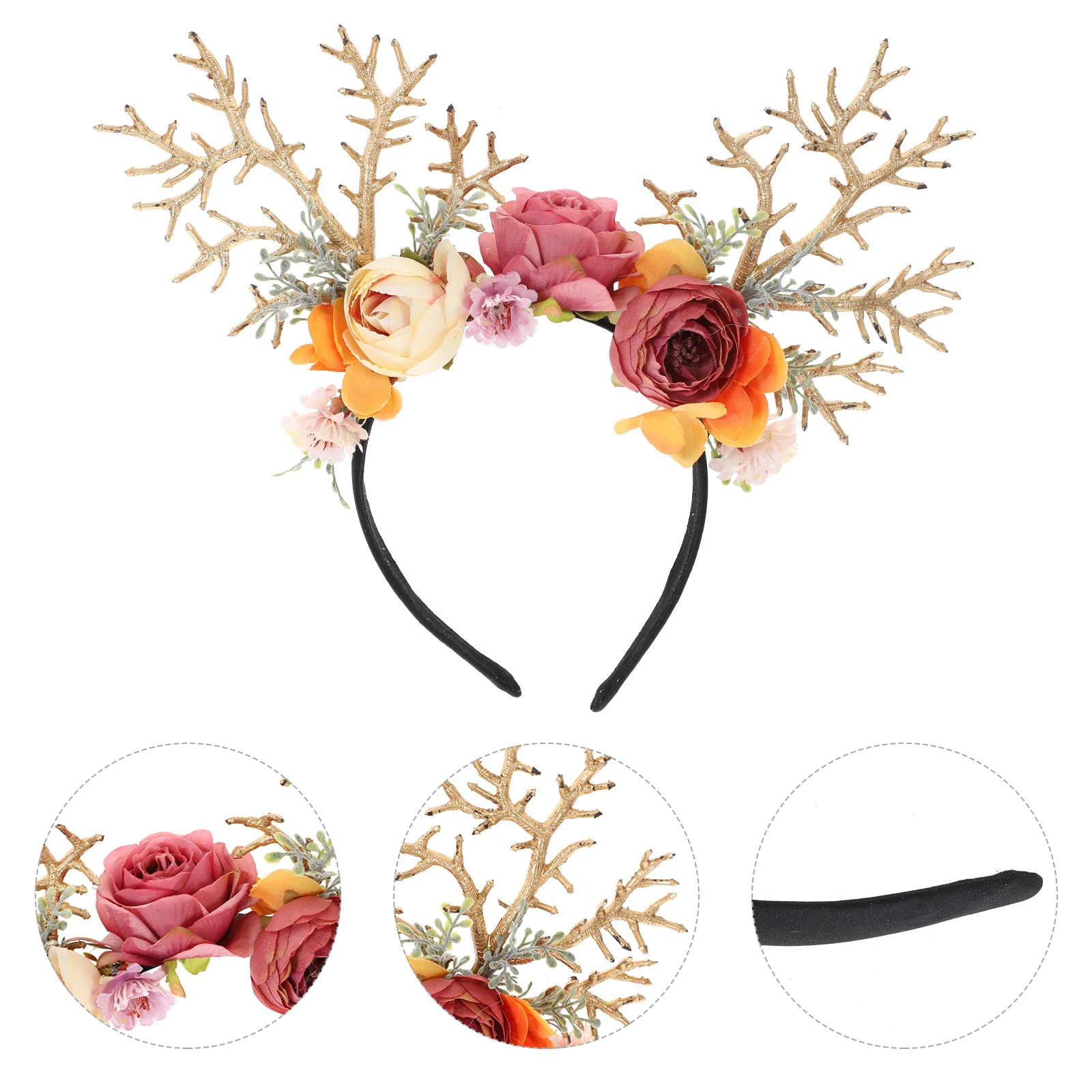 

Christmas Reindeer Antlers Headband Christmas Headbands Deer Antlers Ears Flower Hair Hair Band Headdress Hair Accessories for