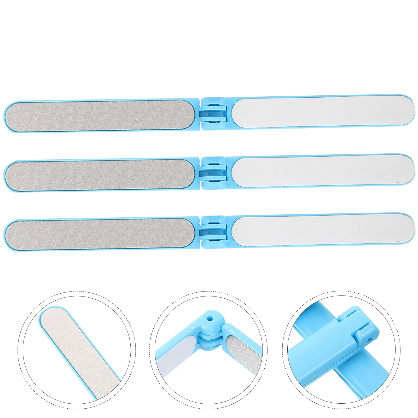 

3 Pcs Manicure Nail Files Tools Travel Dual Sided Diamond Trimming Metal Fold Double