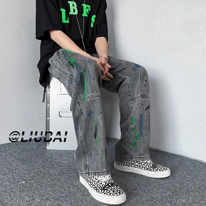 Denim Trousers Male Jeans Pants Baggy Jeans For Men 2022 Autumn Loose Casual Wide Leg Jeans Korean Streetwear Hip Hop Woman