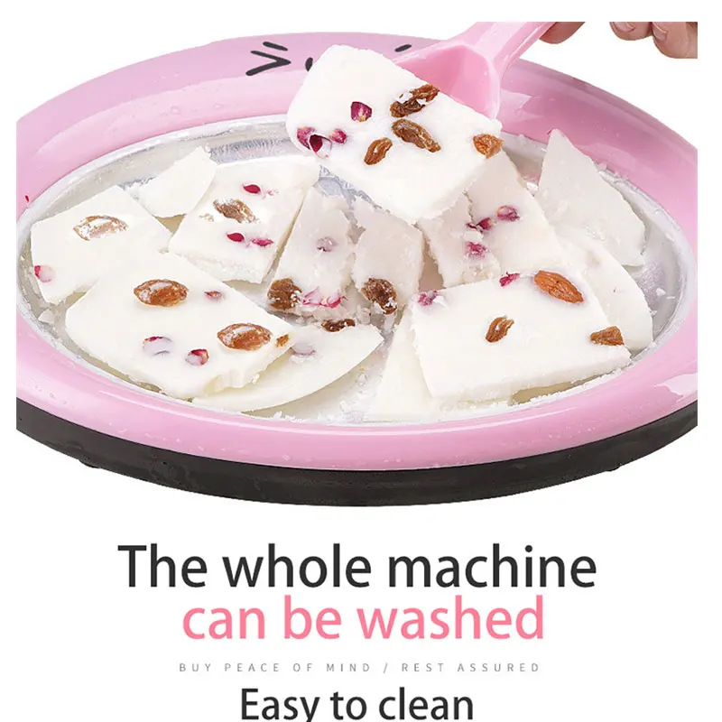 Vassoio per gelato gelato macchina per fare Yogurt macchina per gelato con 2 spatole friggere piastra per ghiaccio fatta in casa per bambini strumenti per gelato