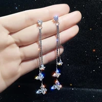 korean shiny crystal drop earring for women trend long tassel earrings party wedding dangle earrings je s3h6