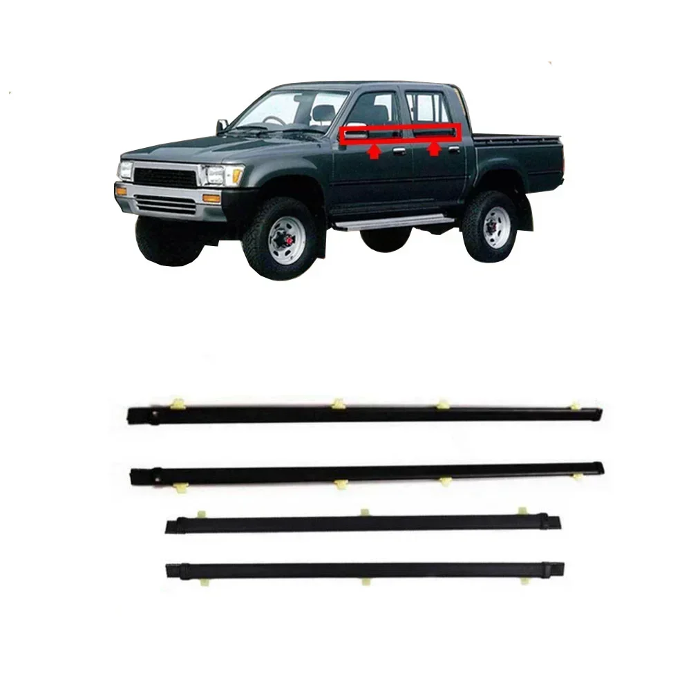 Фото 4 шт. черная резиновая накладка на внешнее окно для Toyota Hilux 1989-1995, уплотнитель для LN85 LN90, внешний ламинат пикапа 68210-89106 №1