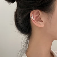 temperament versatile silver simple pearl ear clip earrings womens non pierced simple fashion jewelry accessories gift