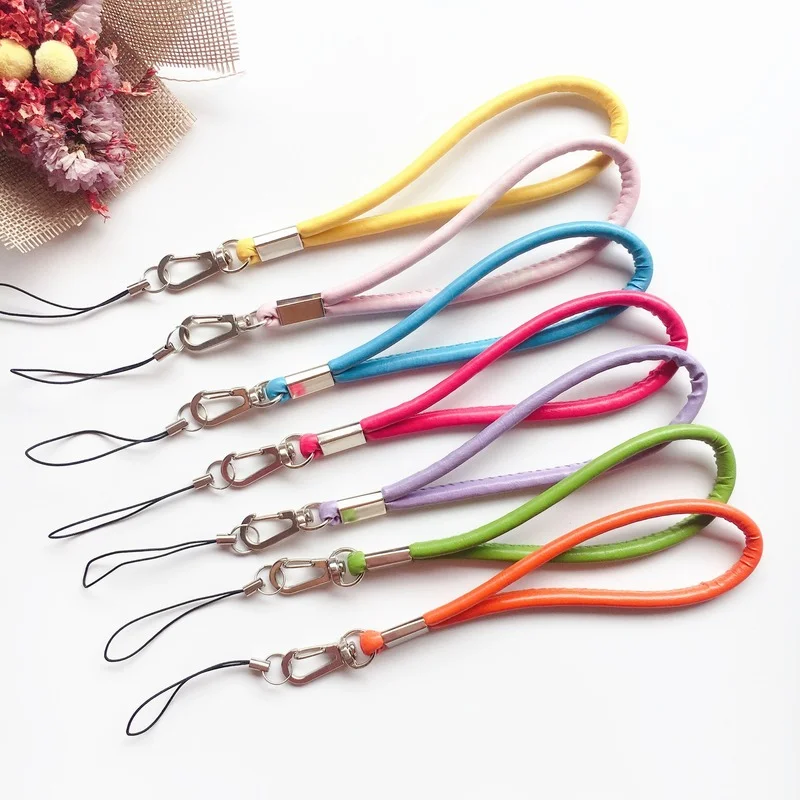 

Wrist Straps Hand Lanyard PU Leather Charms for Mobile Phone Camera Keys Cord Chain Cute Lanyard Keychain Keycord Hanging