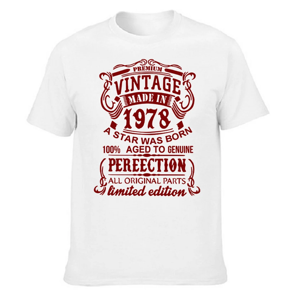 

Vintage 1978 Aged to Perfection T Shirts Graphic Cotton Streetwear Short Sleeve Original Parts Retro Birthday Gift T-shirt