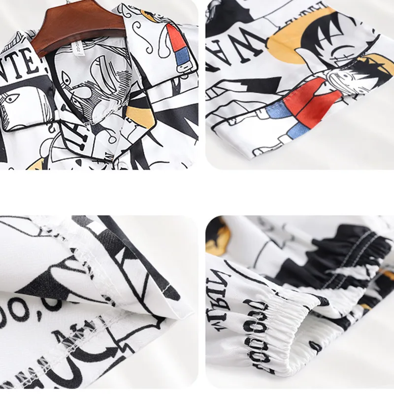 Ice Silk Mens Pajamas Set Summer Short Sleeve Home Clothes 4XL 5XL Hombre Pijama Japan Anime Pyjama For Young Male Nightgown