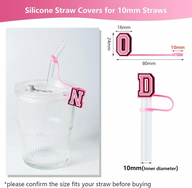 1-26pcs Letter Silicone Straw Covers 30-40oz Drink Cap-Party decoration Splash Proof Cover Accessories for Stanley