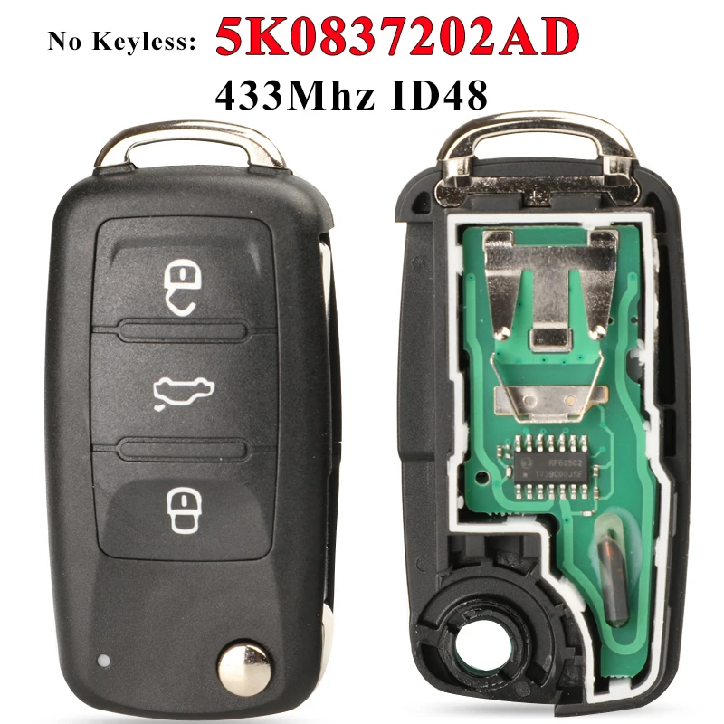 

Пульт дистанционного управления jingyuqin 5K0837202AJ, 5K0837202AD, 3 кнопки, для VW Caddy Eos, Golf, Jetta, Beetle, Polo, Tiguan, Touran