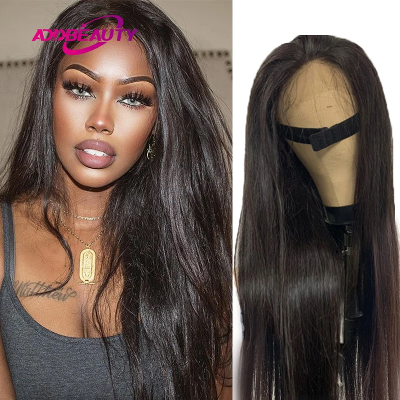 Addbeauty Straight HD Lace Wig Brazilian Virgin Human Hair Wig 4x4 5x5 Tranparent Lace Closure Wig Pre-Plucked Hairline Natural