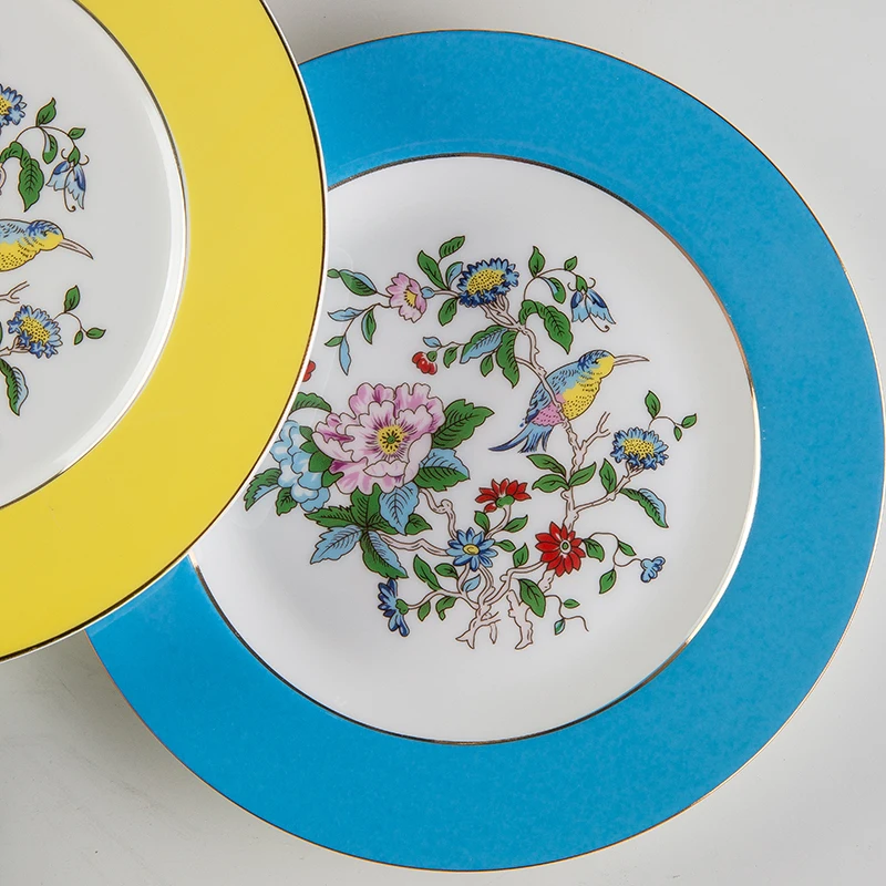 Европейская костяная фарфоровая тарелка для цветов и птиц дим-сам креативная