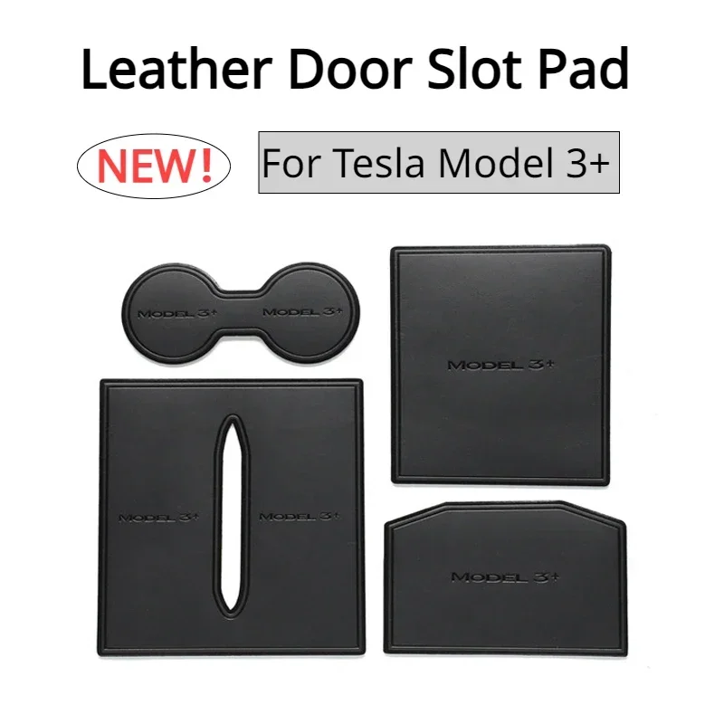 

Leather Door Slot Pad for Tesla Model 3+ Anti-Slip Gate Slot Cup Mat Door Groove Mats New Model3 Highland 2024 Car Accessories
