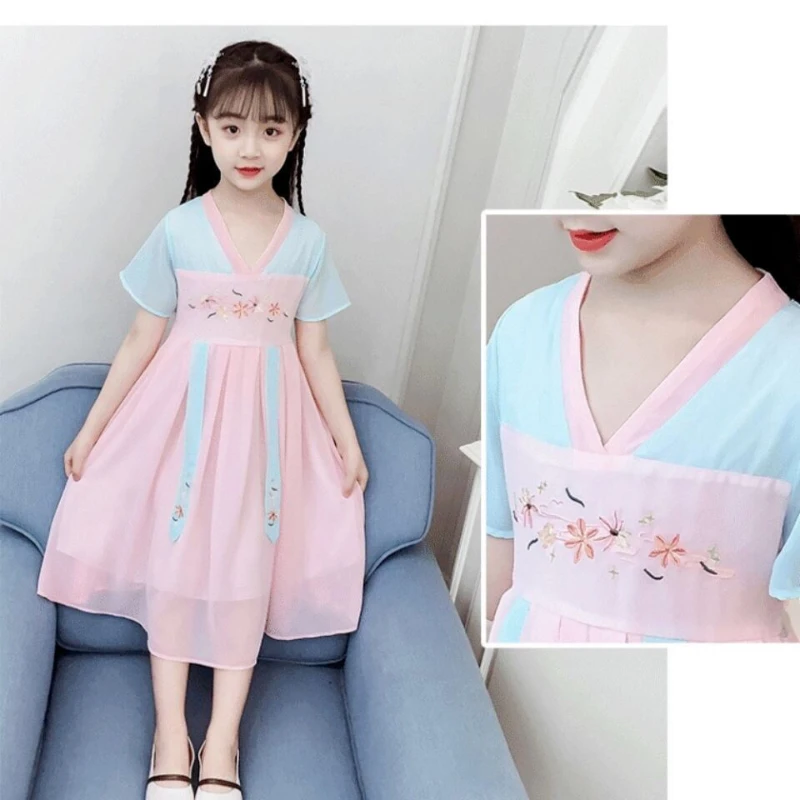Платье для девочек летняя детская одежда ханьфу в китайском стиле супер