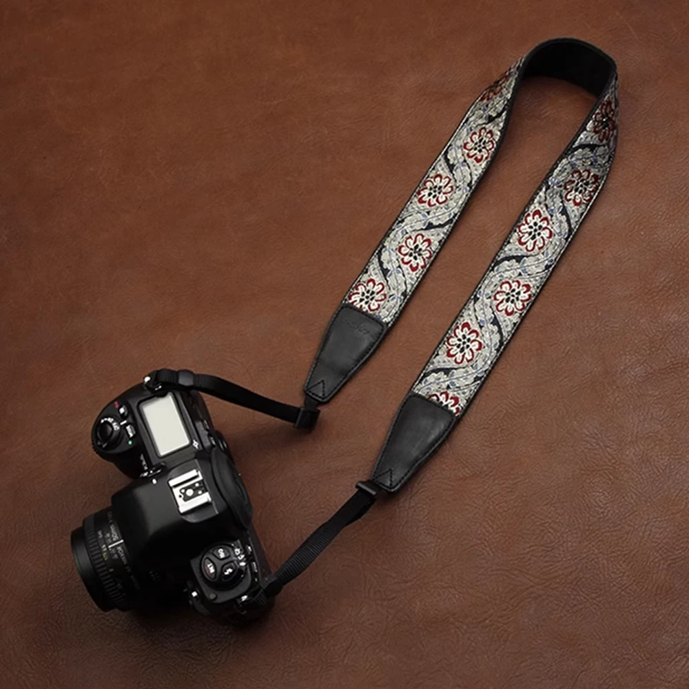 Регулируемый вышитый Стильный хлопковый тканый ремень для камеры микро