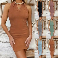 european and american womens new fashion solid color vest dress in spring and summer