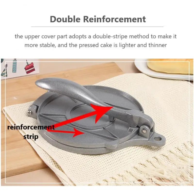 

Cake Press Aluminum Stainless Steel Color Mexican Tortilla Press Multifunctional Manual Tortilla Dough Pressing Shaping Tools