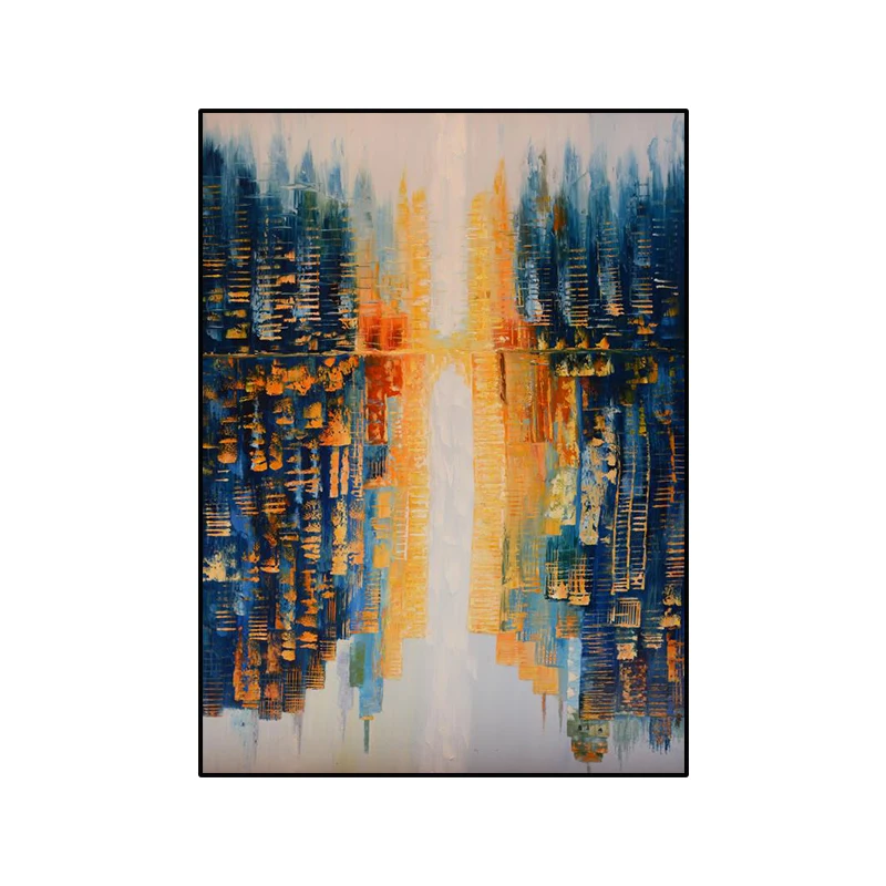 

Abstract urban architecture hand-painted oil painting wall decoration painting large oil painting thick texture cloth knife