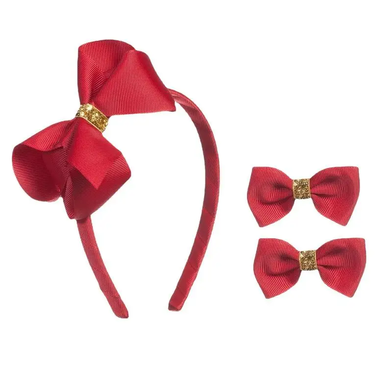 

Bow Headband Red Hair Hoops For Girls Hair Bows For Women Top Knot Headband Hair Clip Set Headwraps For Women Girls