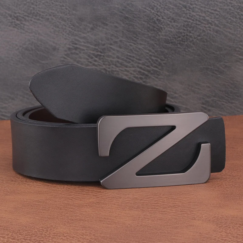 High Quality Z letter Buckle fancy  3.8cm Belts Fashion Genuine Leather Youth Jeans Designer Luxury Brand Cintos Masculinos