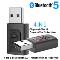 4 in 1 usb bluetooth compatible 5 0 audio receiver transmitter stereo bt 5 0 aux rca 3 5mm jack for tv car wireless adapter