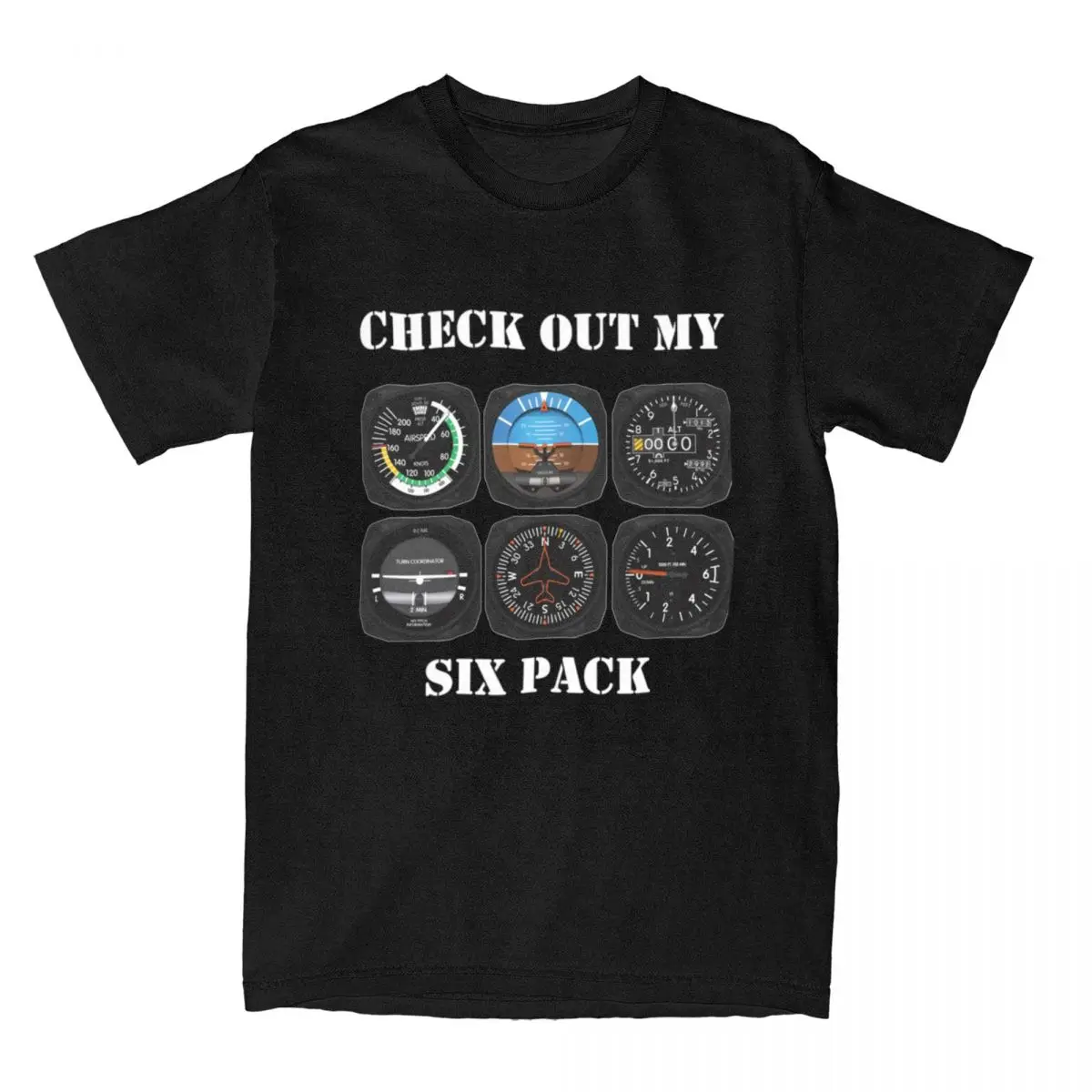 

Men T Shirt Airplane Aviation 6 Pack Instrument Pilots Accessories T Shirt Summer Cotton O-Neck Large Size T shirt