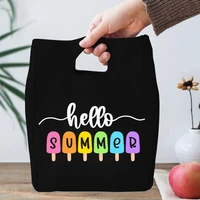 hello summer printed lunch bags for women fashion sunshine casual pouch picnic bag cute kids school teacher cooler bag lunch box