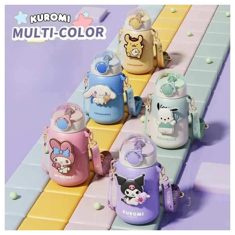 

Sanrios мультяшная детская чашка для воды Kawaii My Melody Cinnamoroll Kuromi портативная соломенная чашка мультяшная большая емкость изоляционная чашка