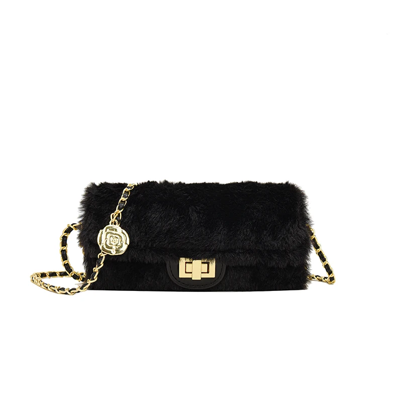 Осенне-зимняя пушистая сумка через плечо для женщин новинка 2024 плюшевая на