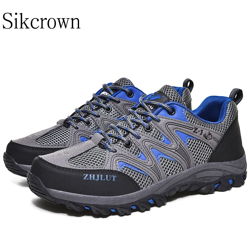 

Summer Hiking Shoes for Men Women Mesh Sneakers Breathable Lace Up Casual Fashion Female Mountain Autumn Brown Outdoor Footwear