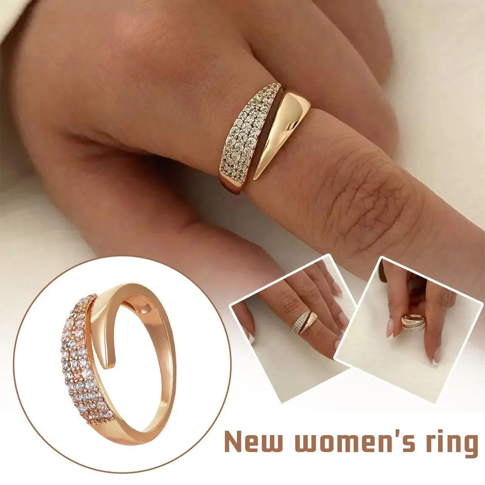 Регулируемое 3-рядное обручальное кольцо с инкрустацией позолоченные кольца 18