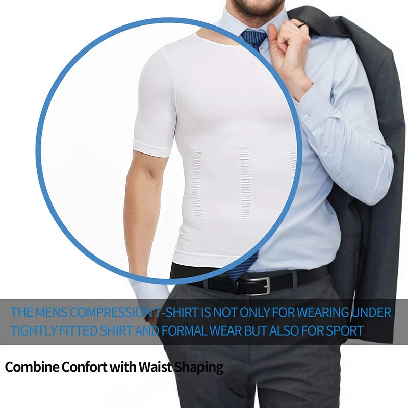 Men's Compression Shirt Undershirt Slimming Tank Top Workout Vest Abs Abdomen Body Shaper Tummy Control Waist Cinchers Shapewear