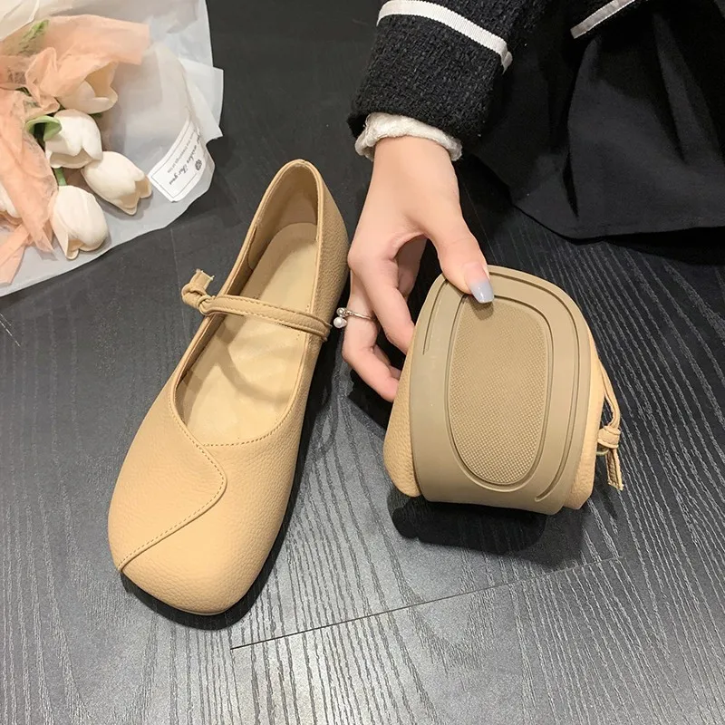 

All-match Comfortable Soft-soled Small PU Leather Shoes Women's New Low-heeled Flat Shoes Round Toe Thick-heeled Mary Jane Shoes