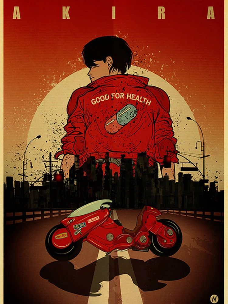 Японский анимационный постер с персонажами ретро спальня бистро настенное