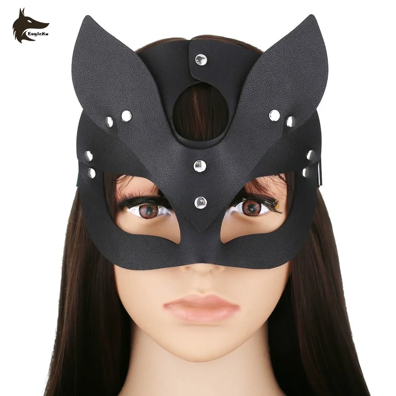 

EagleKu Sexy Leather Mask Bunny Girl Cosplay Masquerade Erotic Halloween Carnival Party Masks Bdsm Bondage Games Fetish Mask