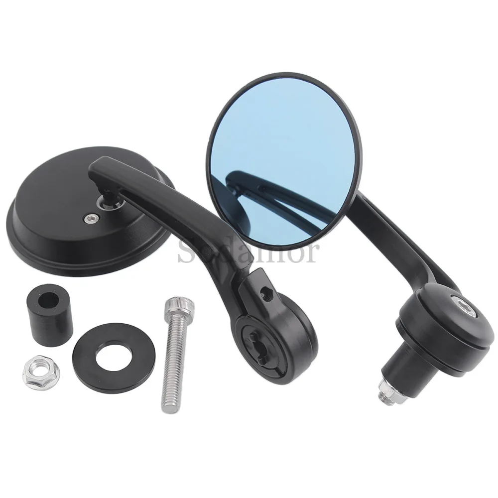 End Mirrors Motorcycle Handlebar Rearview Blue Lense Anti GlareHandle Round For for Honda ATVs/ Yamaha/for Suzuki