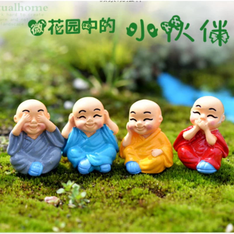 

1/4PC Kung Fu Monk Statue Miniature Fairy Garden Home Decoration Craft Micro Landscaping Decor DIY Gift Desktop Office Car Decor