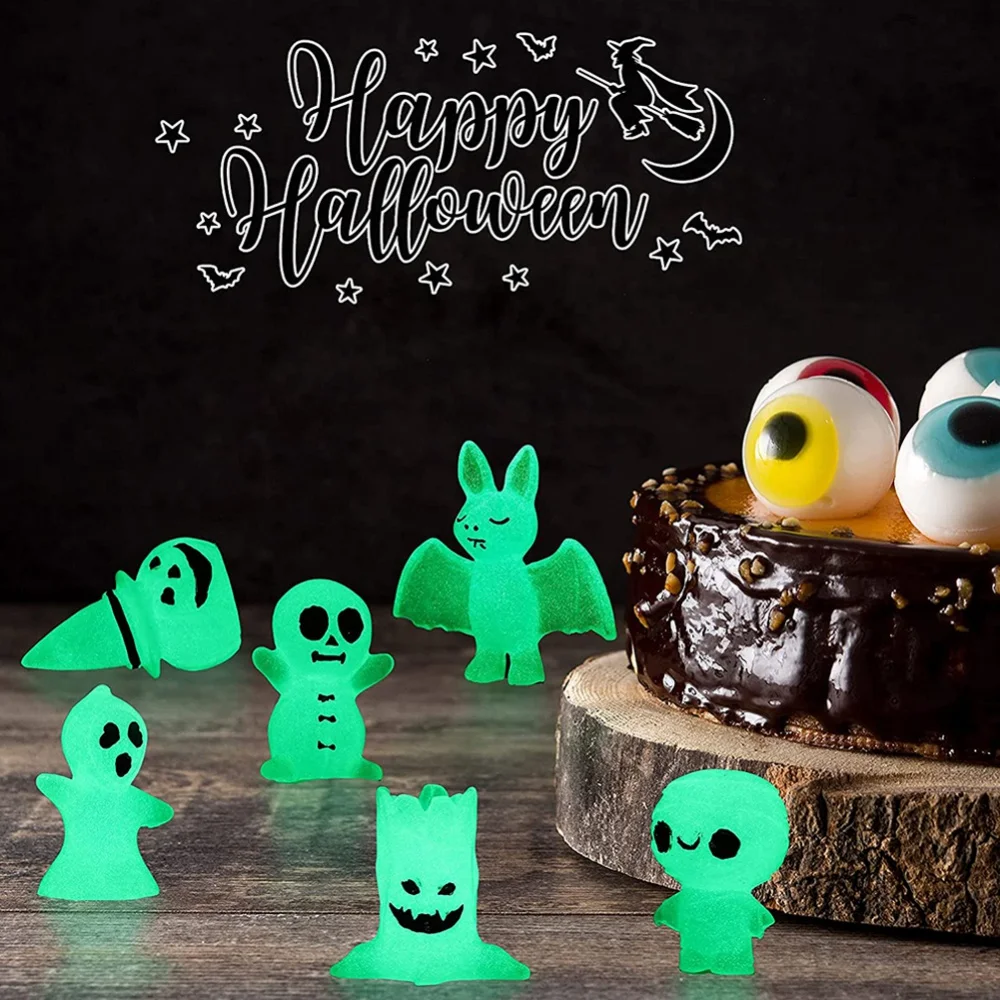 Набор Из 4 Светящихся Миниатюрных Статуй На Тему Хэллоуина-гарбуз Грона Летучая
