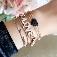 kioozol korean fashion stainless steel love word bracelet rose color for women summer jewelry accessoire plage femme 102 ko1