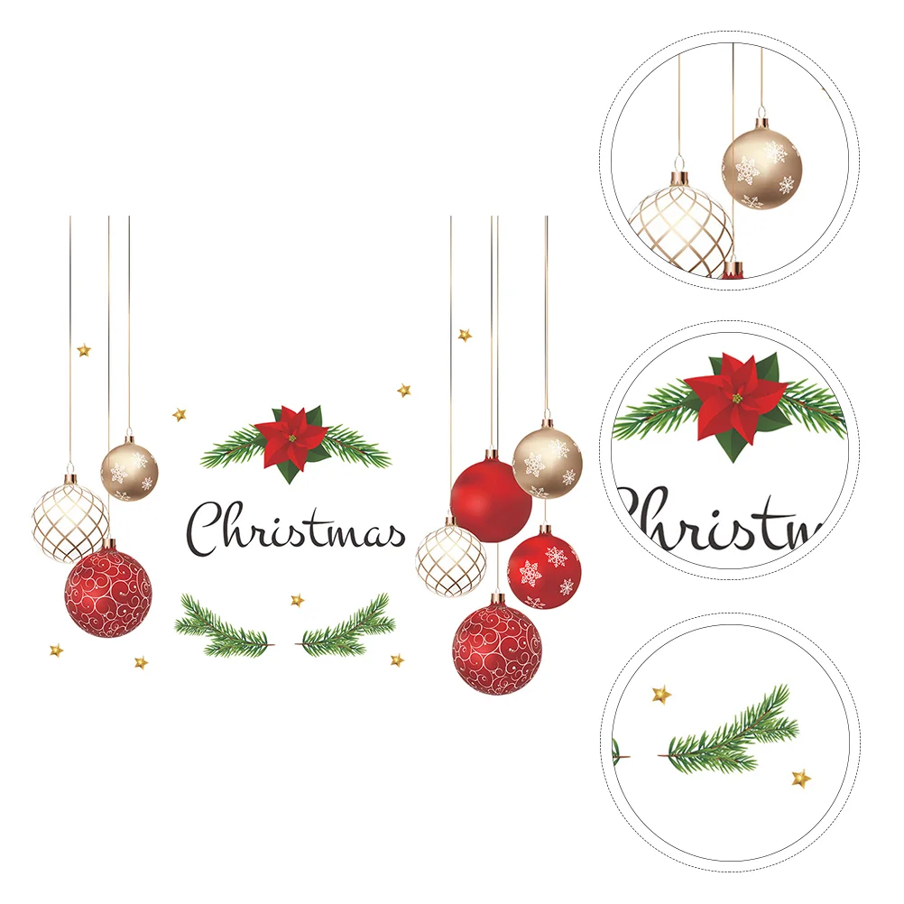 

4 Sheets of Xmas Stickers Window Decals Glass Decals Festival Home Stickers