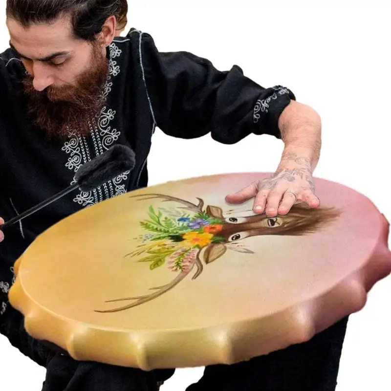 

Hand Drumstick Shaman Drum Elk Hand Drum Frame Drum Musical Percussion Instrument Drum For Music Rhythm Ornament Gifts